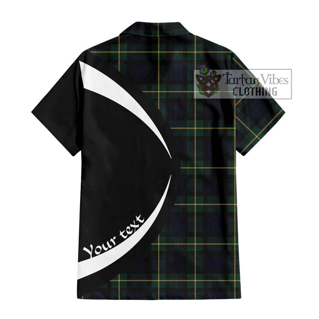 Gordon Old Tartan Short Sleeve Button Up with Family Crest Circle Style - Tartan Vibes Clothing