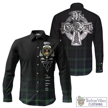 Gordon Old Tartan Long Sleeve Button Up Featuring Alba Gu Brath Family Crest Celtic Inspired