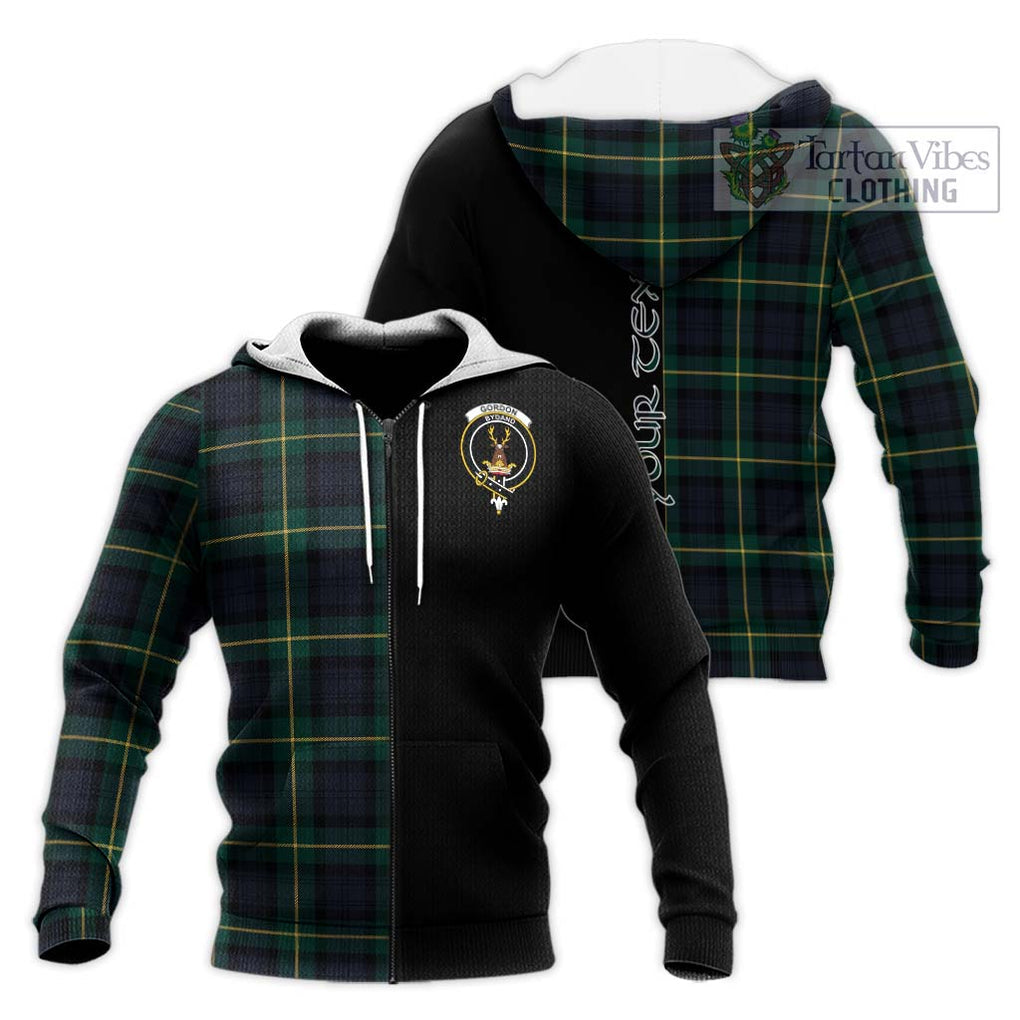 Gordon Old Tartan Knitted Hoodie with Family Crest and Half Of Me Style Unisex Knitted Zip Hoodie - Tartanvibesclothing Shop