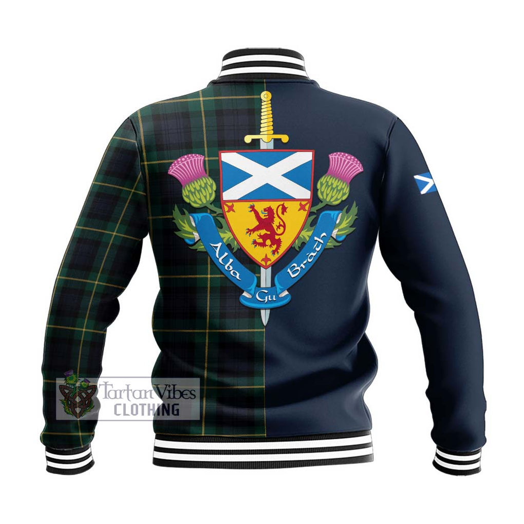 Tartan Vibes Clothing Gordon Old Tartan Baseball Jacket with Scottish Lion Royal Arm Half Style