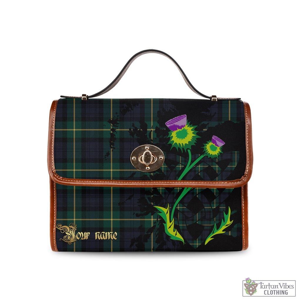 Tartan Vibes Clothing Gordon Old Tartan Waterproof Canvas Bag with Scotland Map and Thistle Celtic Accents