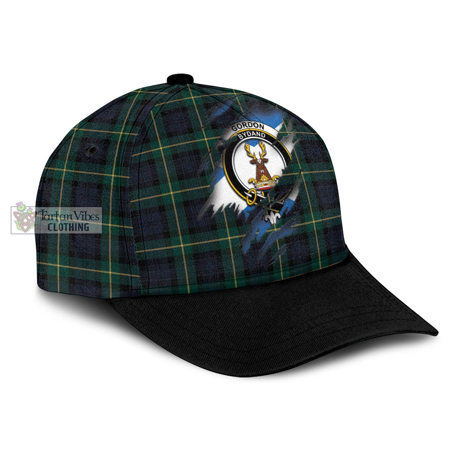 Tartan Vibes Clothing Gordon Old Tartan Classic Cap with Family Crest In Me Style