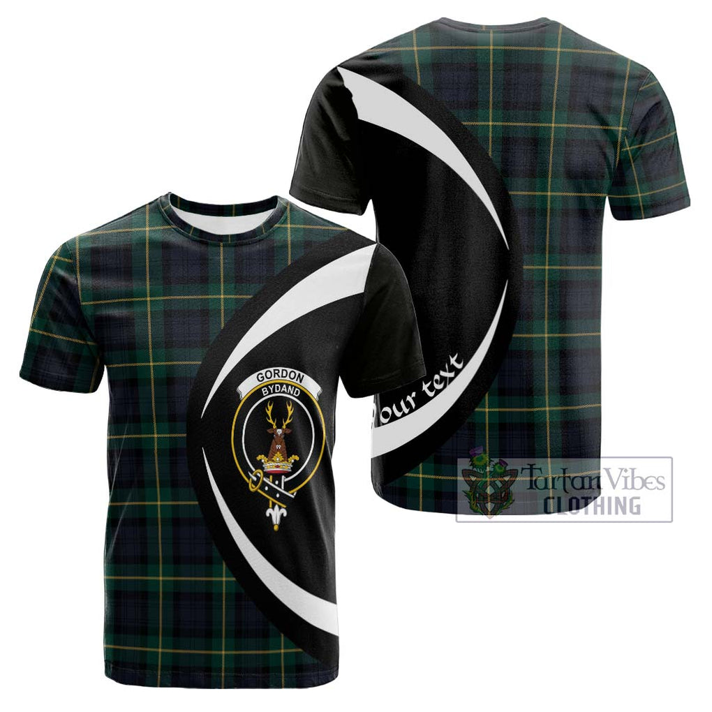 Tartan Vibes Clothing Gordon Old Tartan Cotton T-shirt with Family Crest Circle Style