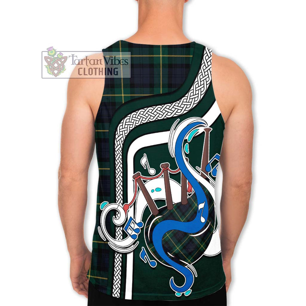 Gordon Old Tartan Men's Tank Top with Epic Bagpipe Style - Tartanvibesclothing Shop