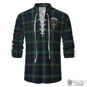 Gordon Old Tartan Men's Scottish Traditional Jacobite Ghillie Kilt Shirt with Family Crest