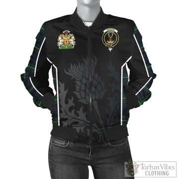 Gordon Old Tartan Bomber Jacket with Family Crest and Scottish Thistle Vibes Sport Style