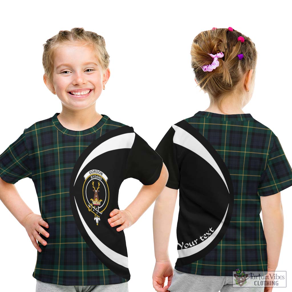 Gordon Old Tartan Kid T-Shirt with Family Crest Circle Style - Tartan Vibes Clothing