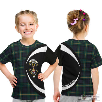 Gordon Old Tartan Kid T-Shirt with Family Crest Circle Style