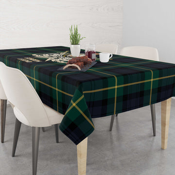 Gordon Old Tartan Tablecloth with Clan Crest and the Golden Sword of Courageous Legacy