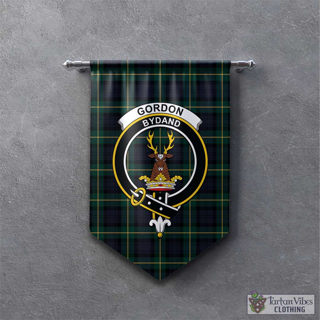 Tartan Vibes Clothing Gordon Old Tartan Gonfalon, Tartan Banner with Family Crest