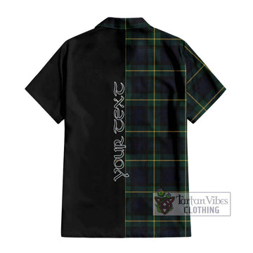 Gordon Old Tartan Short Sleeve Button Shirt with Family Crest and Half Of Me Style