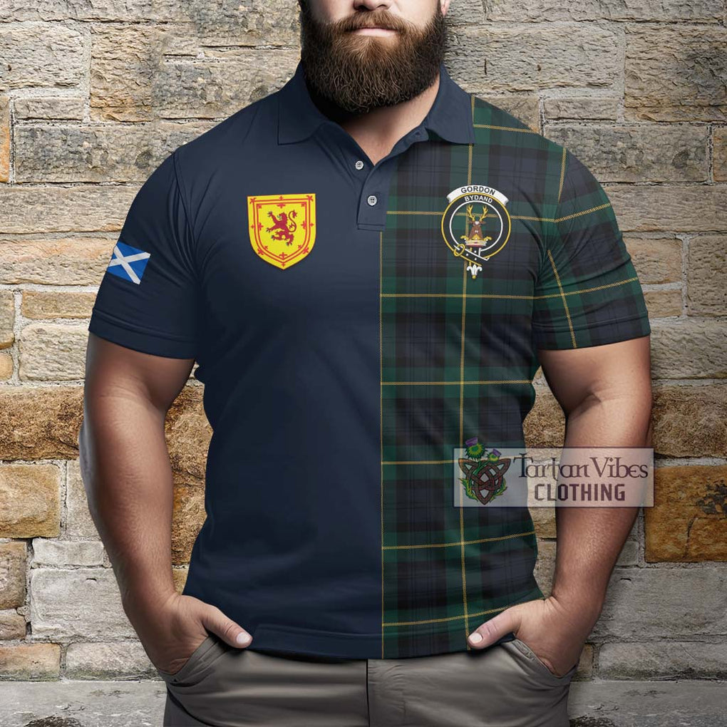 Tartan Vibes Clothing Gordon Old Tartan Polo Shirt with Scottish Lion Royal Arm Half Style