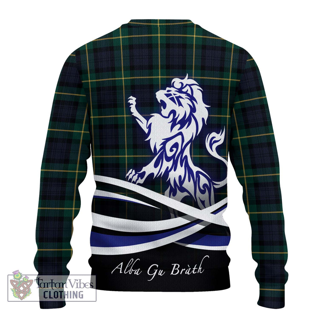 Gordon Old Tartan Knitted Sweater with Alba Gu Brath Regal Lion Emblem - Tartanvibesclothing Shop