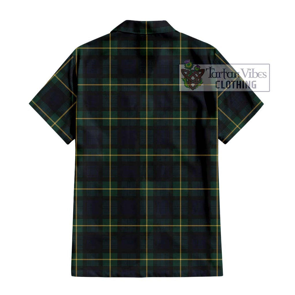 Gordon Old Tartan Short Sleeve Button Shirt with Family Crest DNA In Me Style - Tartanvibesclothing Shop