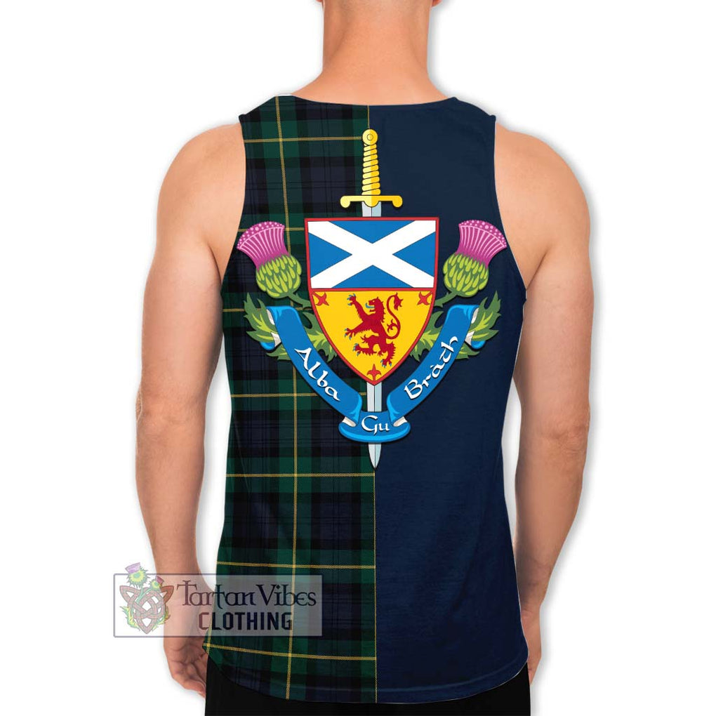 Tartan Vibes Clothing Gordon Old Tartan Men's Tank Top with Scottish Lion Royal Arm Half Style