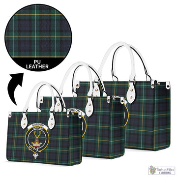 Gordon Old Tartan Luxury Leather Handbags with Family Crest