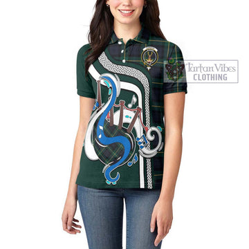 Gordon Old Tartan Women's Polo Shirt with Epic Bagpipe Style