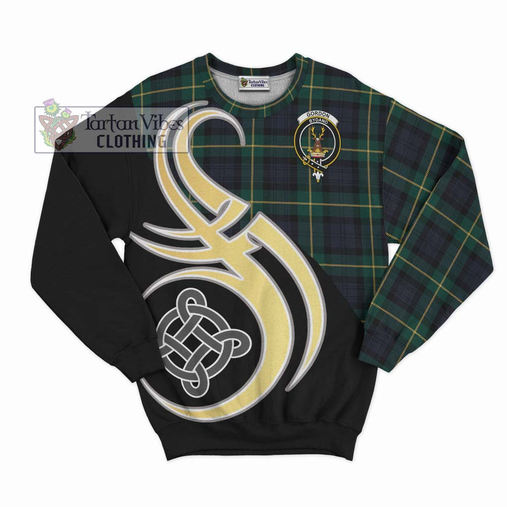 Gordon Old Tartan Sweatshirt with Family Crest and Celtic Symbol Style - Tartan Vibes Clothing