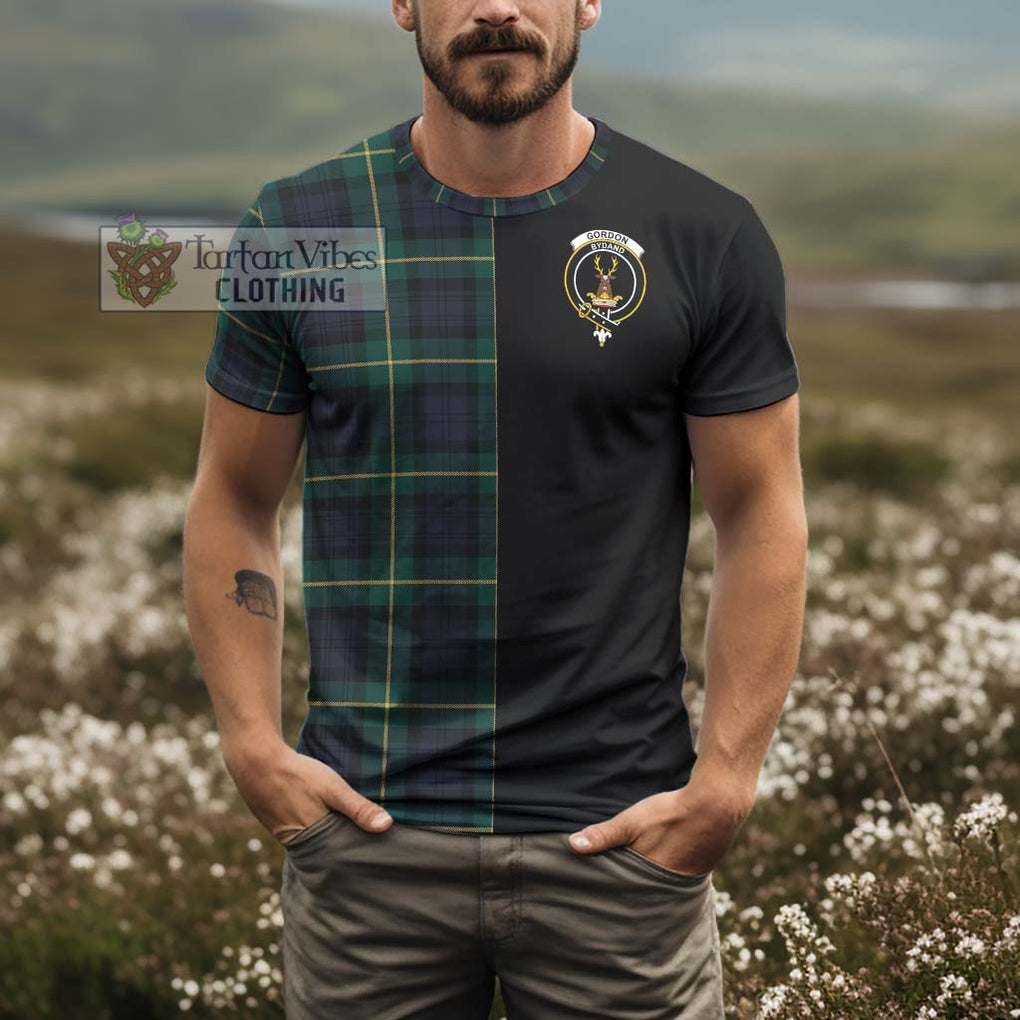 Gordon Old Tartan T-Shirt with Family Crest and Half Of Me Style - Tartanvibesclothing Shop