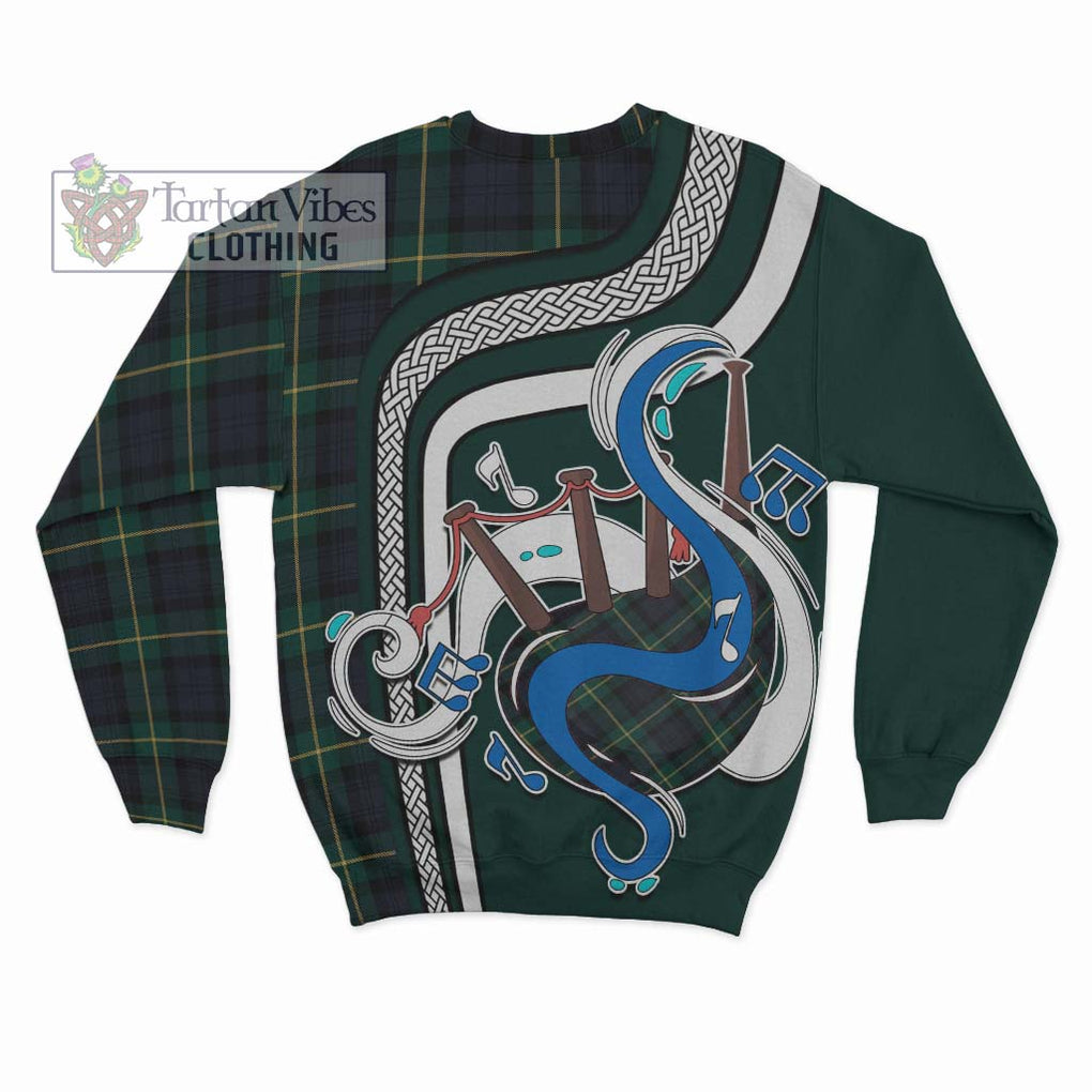 Tartan Vibes Clothing Gordon Old Tartan Sweatshirt with Epic Bagpipe Style