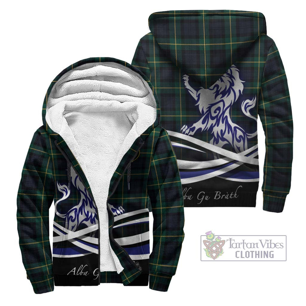 Gordon Old Tartan Sherpa Hoodie with Alba Gu Brath Regal Lion Emblem Unisex - Tartanvibesclothing Shop