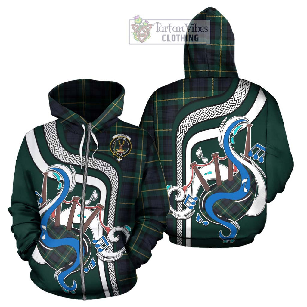 Gordon Old Tartan Hoodie with Epic Bagpipe Style - Tartanvibesclothing Shop