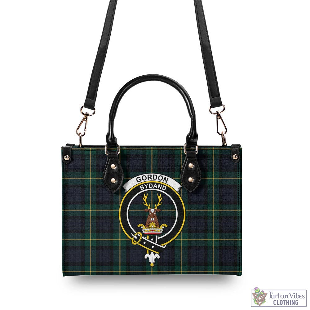 Tartan Vibes Clothing Gordon Old Tartan Luxury Leather Handbags with Family Crest