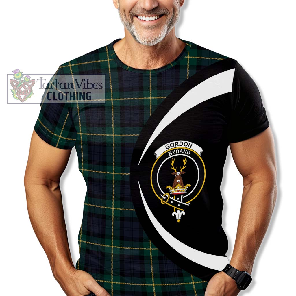 Tartan Vibes Clothing Gordon Old Tartan T-Shirt with Family Crest Circle Style