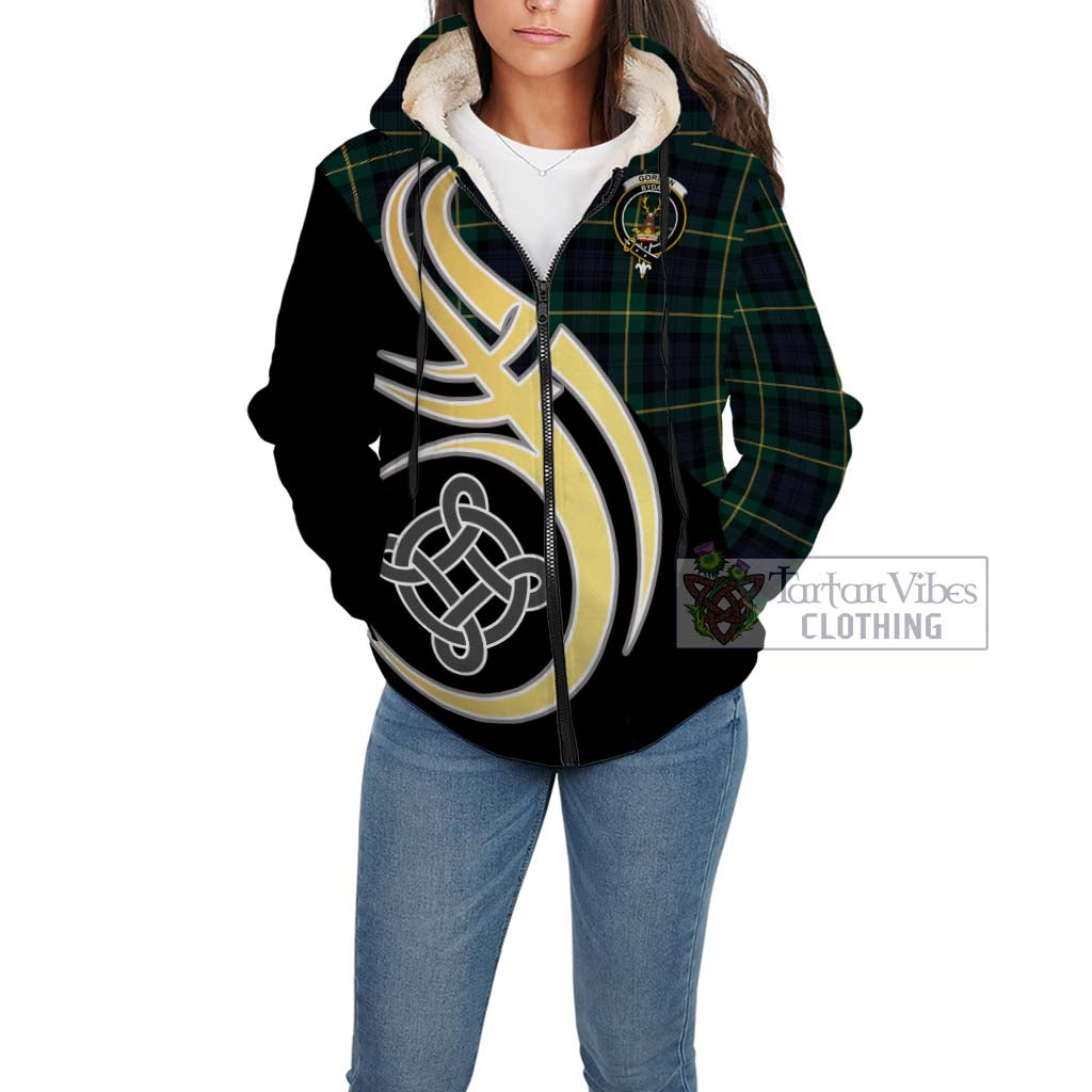 Gordon Old Tartan Sherpa Hoodie with Family Crest and Celtic Symbol Style Unisex - Tartan Vibes Clothing