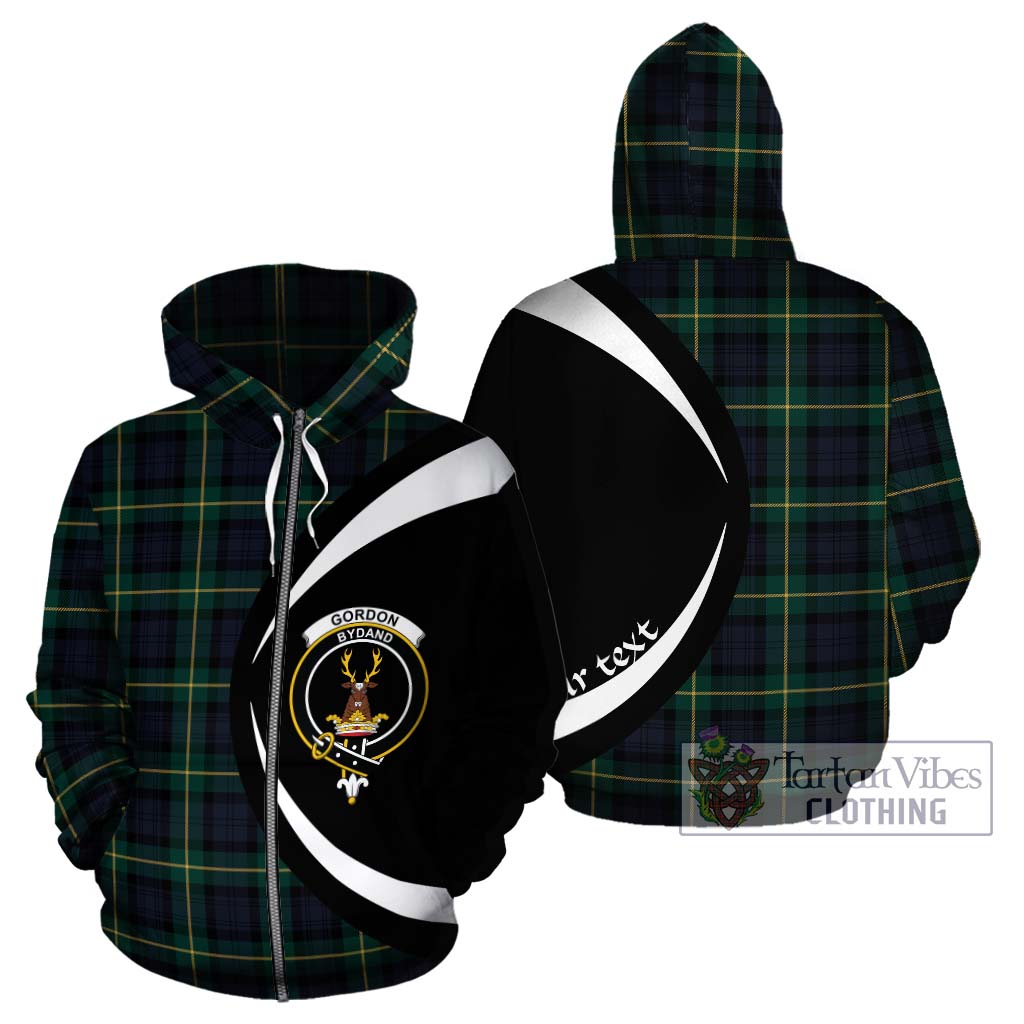 Tartan Vibes Clothing Gordon Old Tartan Hoodie with Family Crest Circle Style