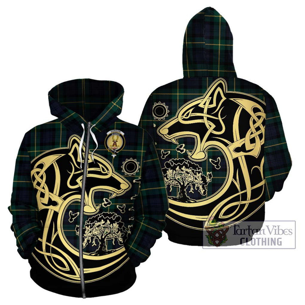 Gordon Old Tartan Hoodie with Family Crest Celtic Wolf Style - Tartan Vibes Clothing