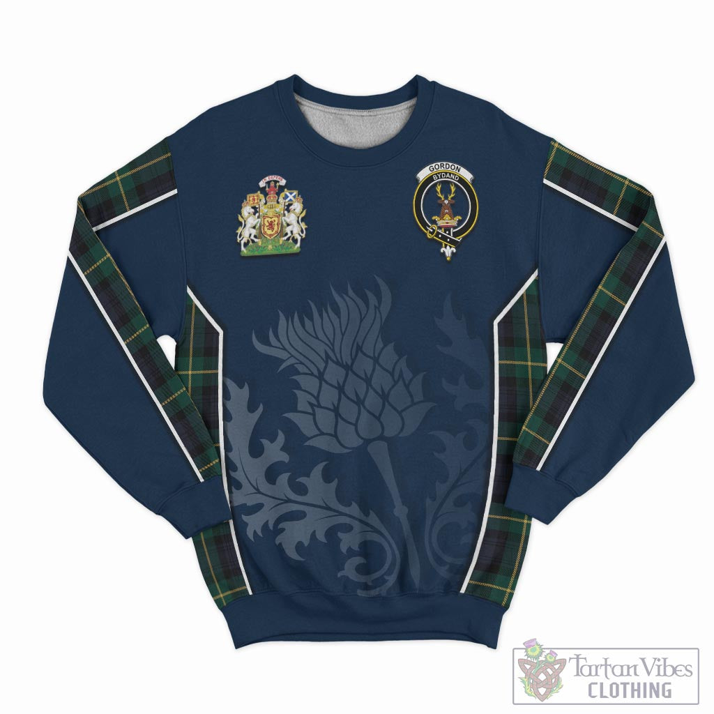 Tartan Vibes Clothing Gordon Old Tartan Sweatshirt with Family Crest and Scottish Thistle Vibes Sport Style