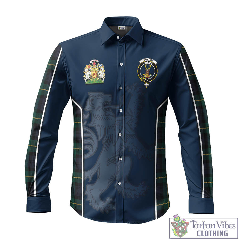 Tartan Vibes Clothing Gordon Old Tartan Long Sleeve Button Up Shirt with Family Crest and Lion Rampant Vibes Sport Style