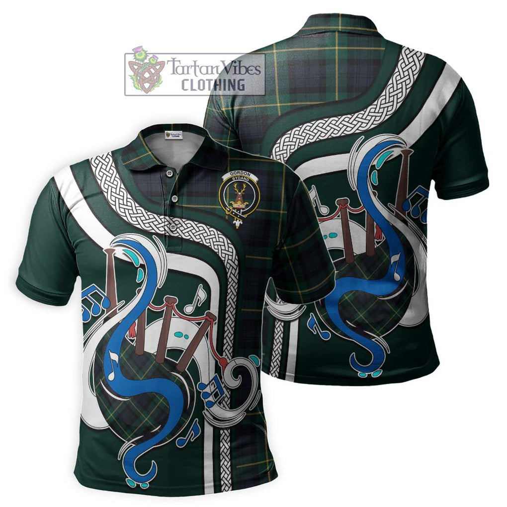 Tartan Vibes Clothing Gordon Old Tartan Polo Shirt with Epic Bagpipe Style