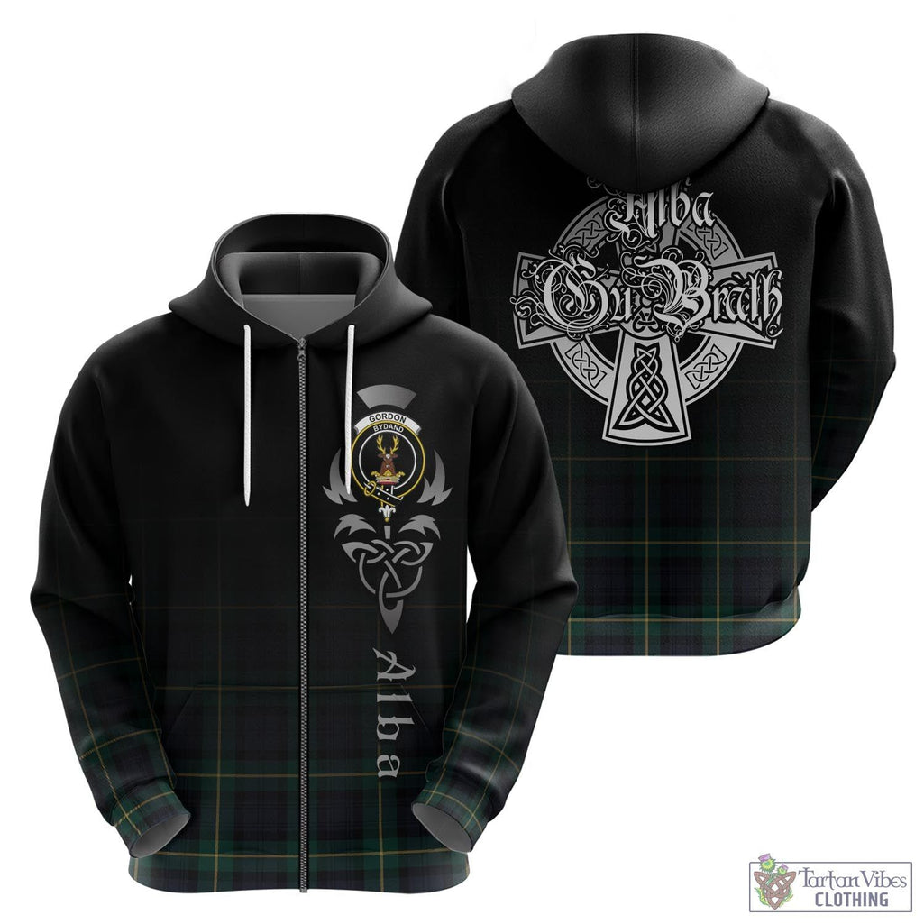 Tartan Vibes Clothing Gordon Old Tartan Hoodie Featuring Alba Gu Brath Family Crest Celtic Inspired