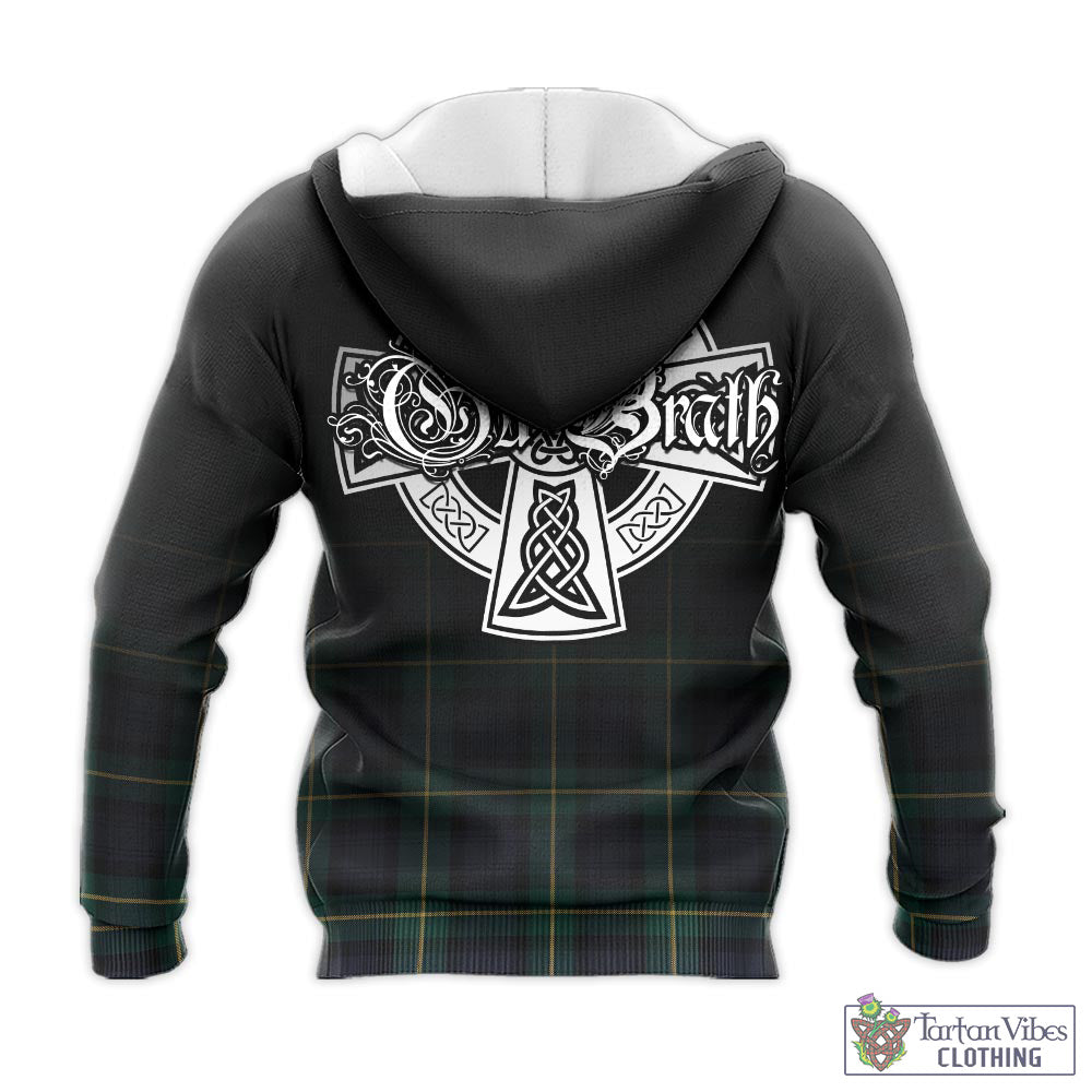 Tartan Vibes Clothing Gordon Old Tartan Knitted Hoodie Featuring Alba Gu Brath Family Crest Celtic Inspired