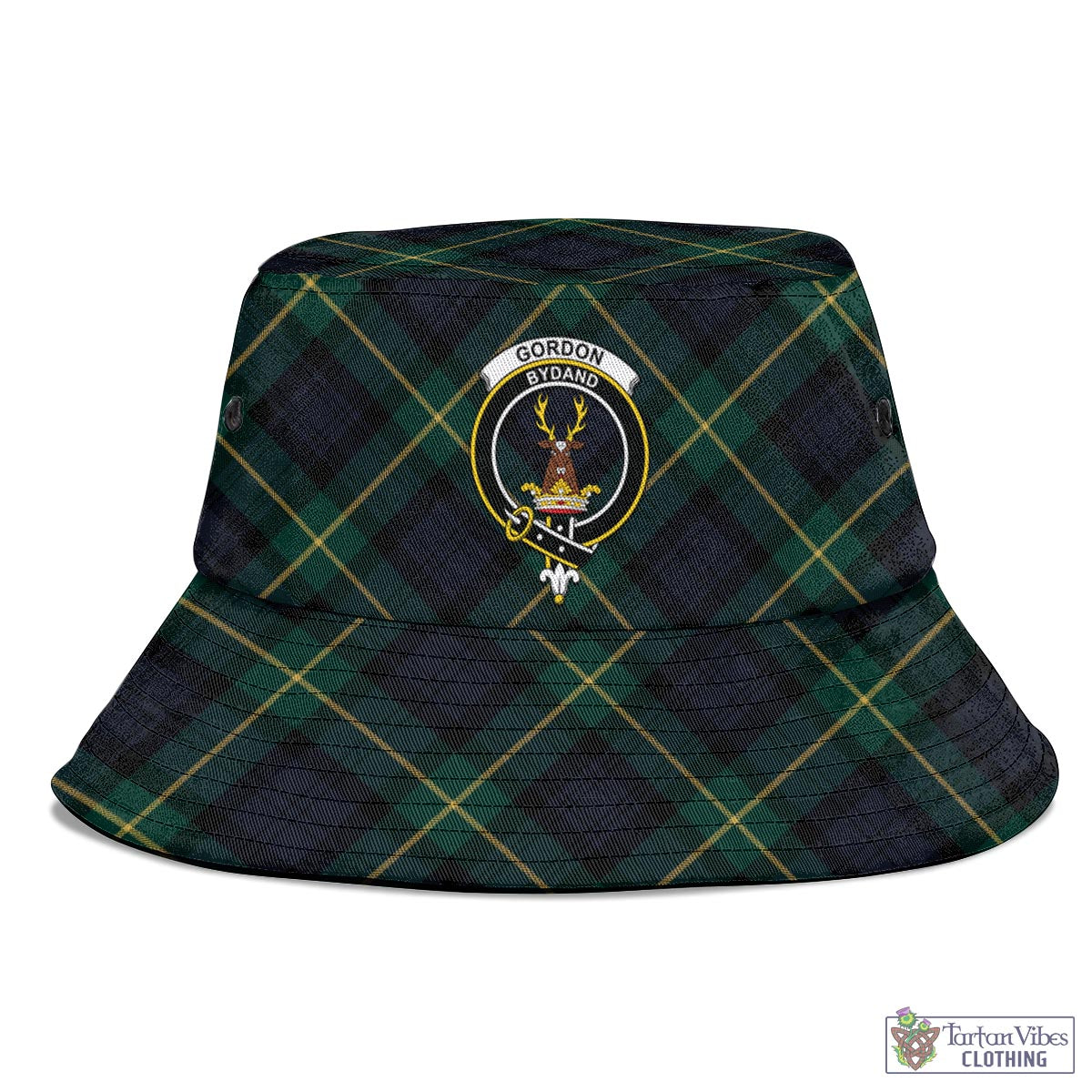 Tartan Vibes Clothing Gordon Old Tartan Bucket Hat with Family Crest