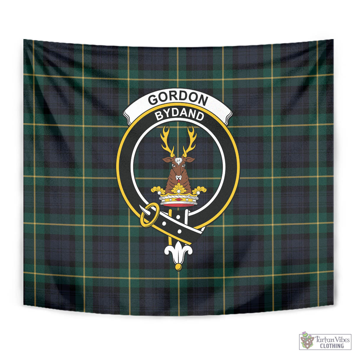 Tartan Vibes Clothing Gordon Old Tartan Tapestry Wall Hanging and Home Decor for Room with Family Crest