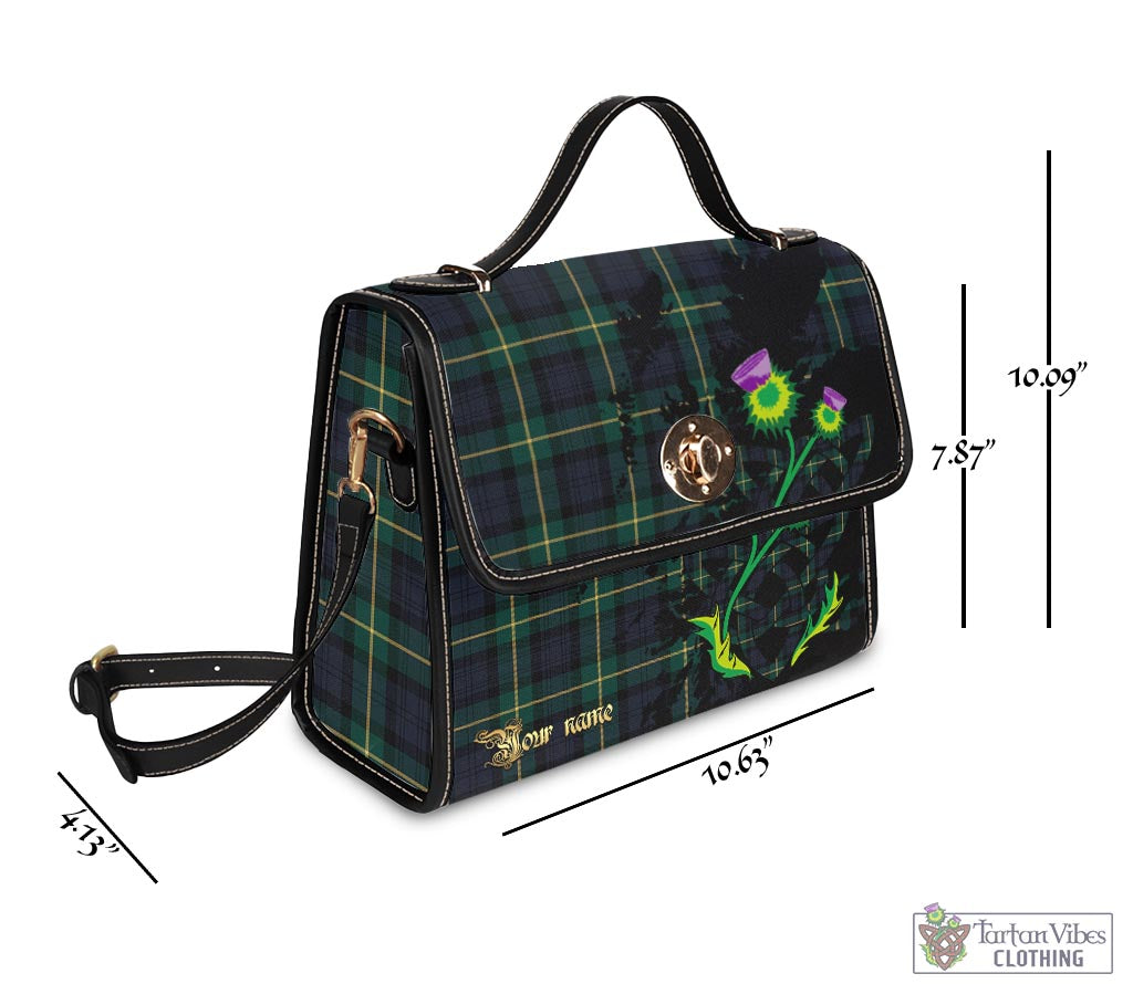 Tartan Vibes Clothing Gordon Old Tartan Waterproof Canvas Bag with Scotland Map and Thistle Celtic Accents