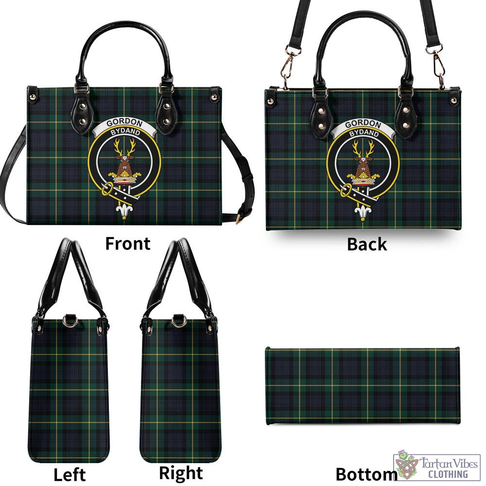 Tartan Vibes Clothing Gordon Old Tartan Luxury Leather Handbags with Family Crest