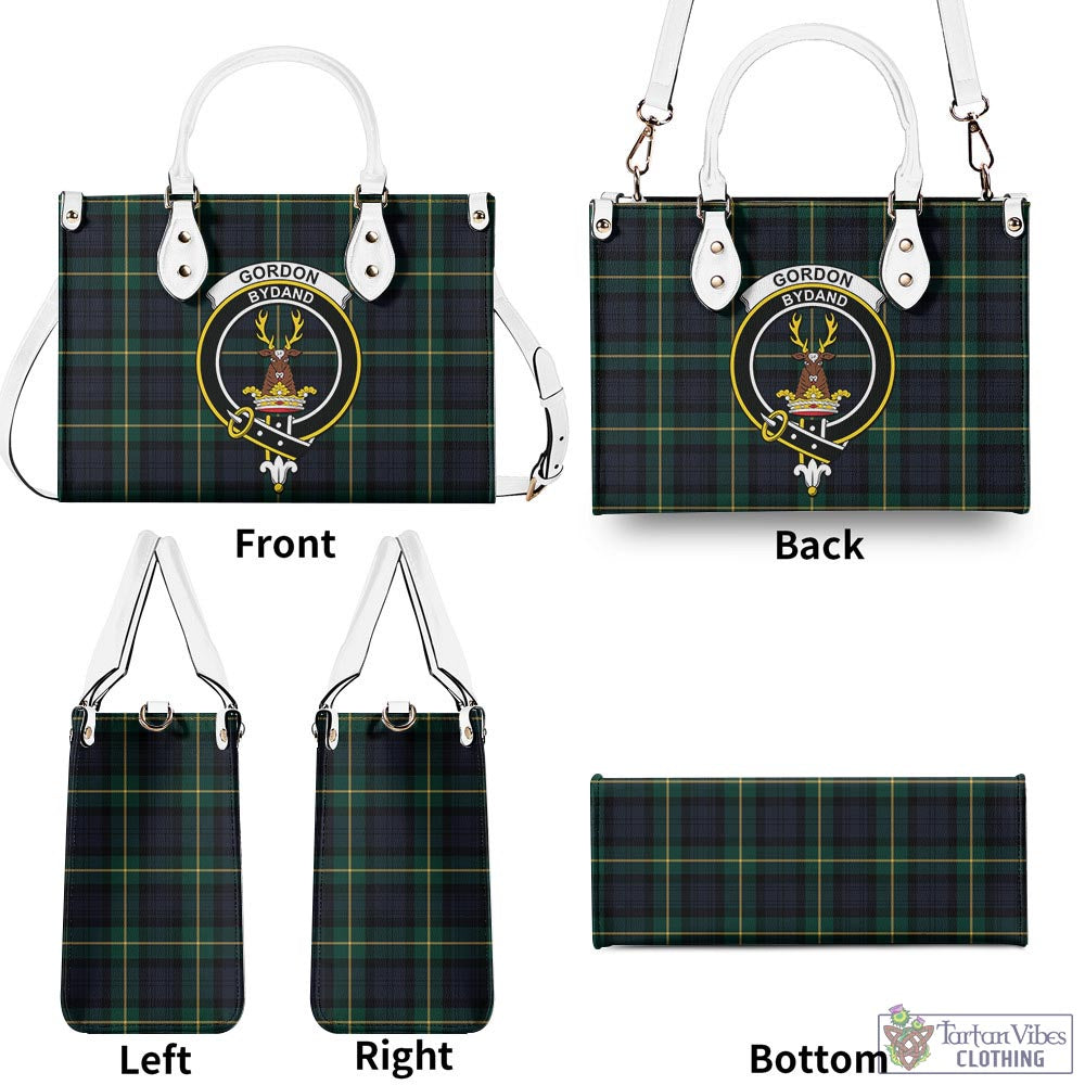 Tartan Vibes Clothing Gordon Old Tartan Luxury Leather Handbags with Family Crest