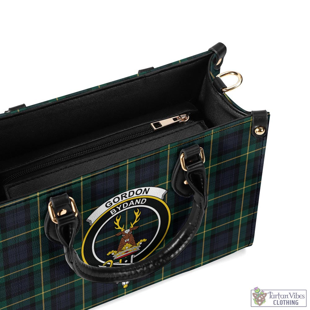 Tartan Vibes Clothing Gordon Old Tartan Luxury Leather Handbags with Family Crest