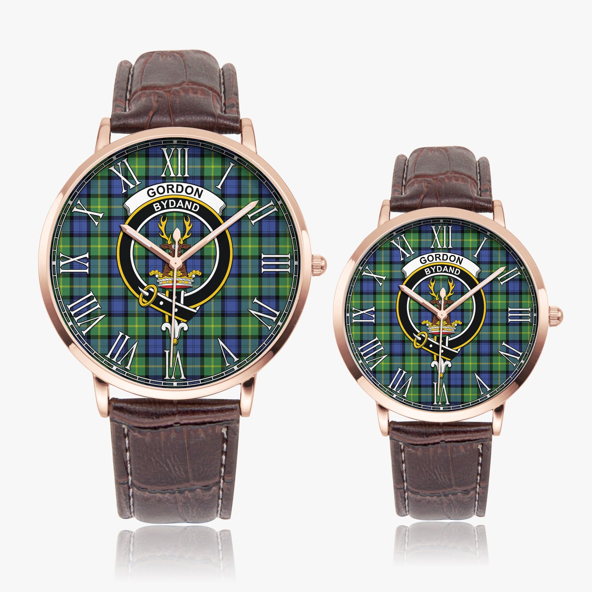 Gordon Old Ancient Tartan Family Crest Leather Strap Quartz Watch - Tartanvibesclothing