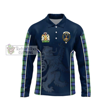 Gordon Old Ancient Tartan Long Sleeve Polo Shirt with Family Crest and Lion Rampant Vibes Sport Style