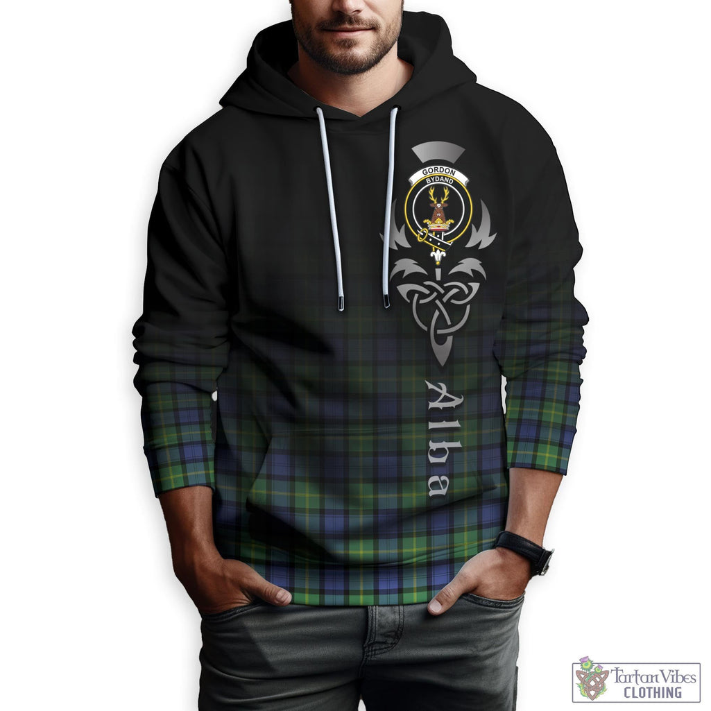 Tartan Vibes Clothing Gordon Old Ancient Tartan Hoodie Featuring Alba Gu Brath Family Crest Celtic Inspired