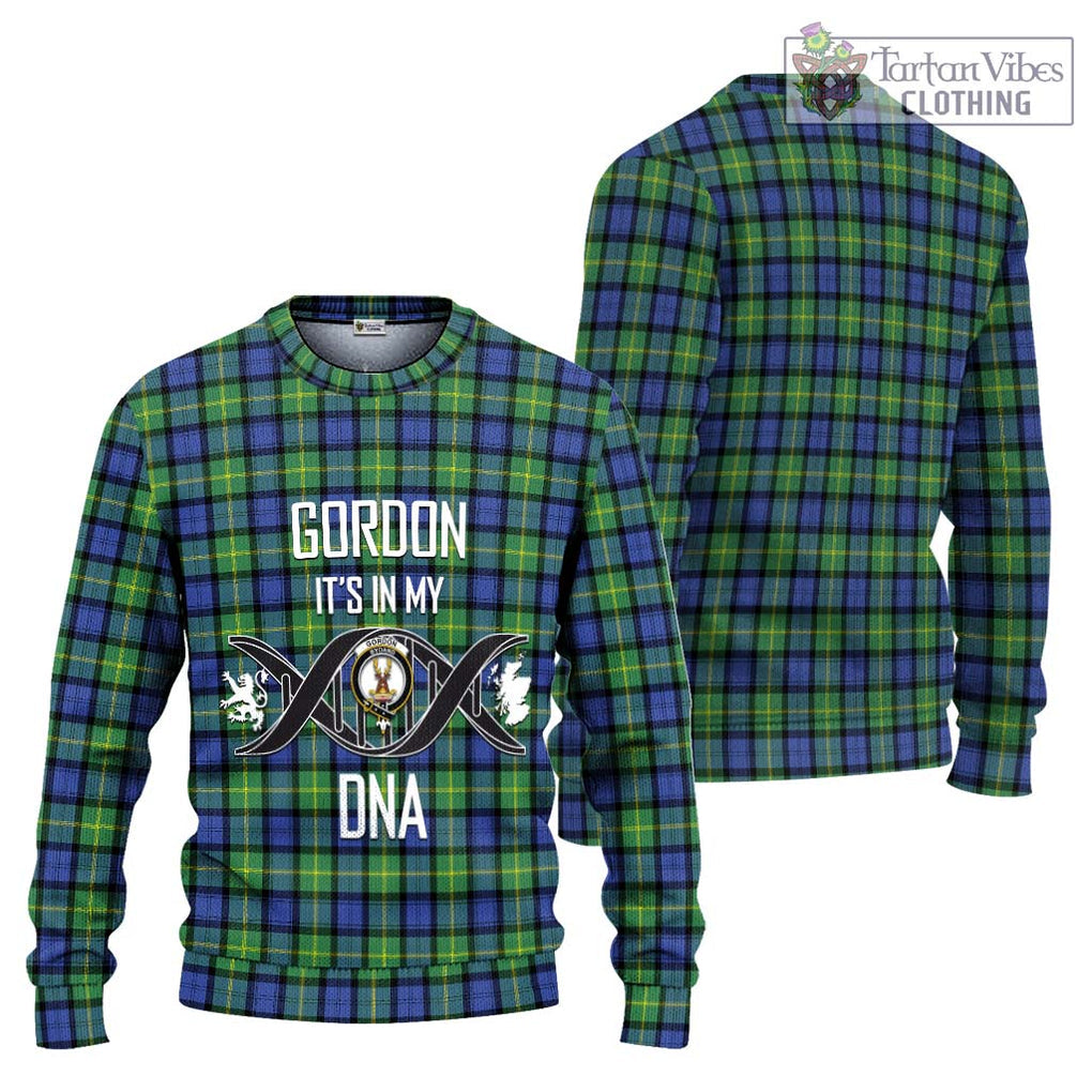 Gordon Old Ancient Tartan Knitted Sweater with Family Crest DNA In Me Style Unisex - Tartanvibesclothing Shop