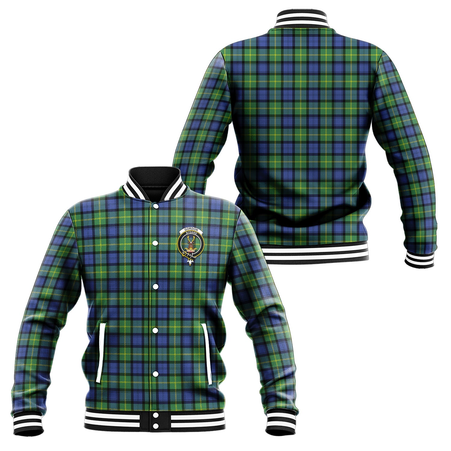 Gordon Old Ancient Tartan Baseball Jacket with Family Crest Unisex - Tartan Vibes Clothing