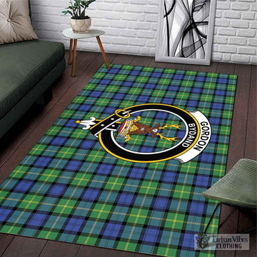 Gordon Old Ancient Tartan Area Rug with Family Crest