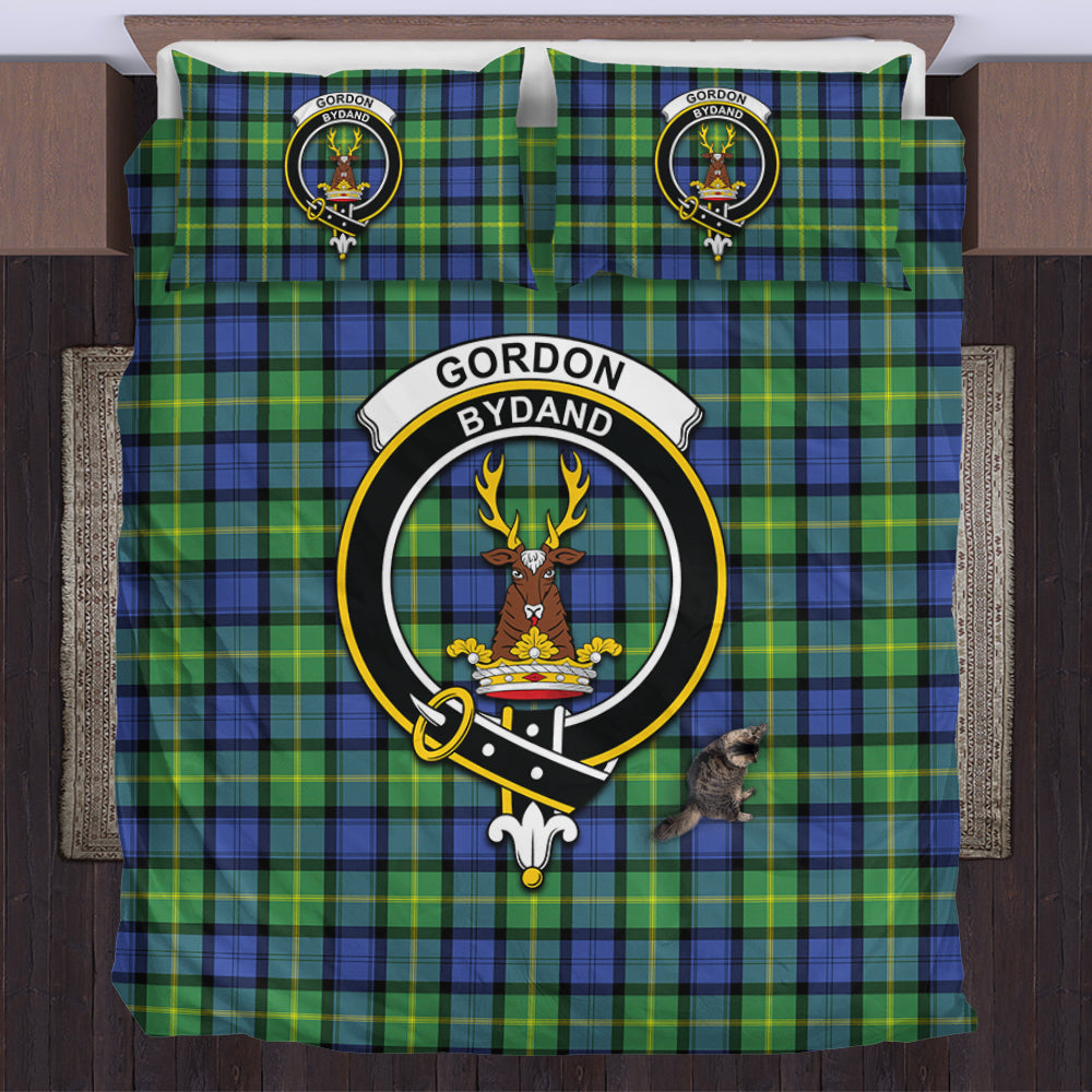 Gordon Old Ancient Tartan Bedding Set with Family Crest US Bedding Set - Tartan Vibes Clothing