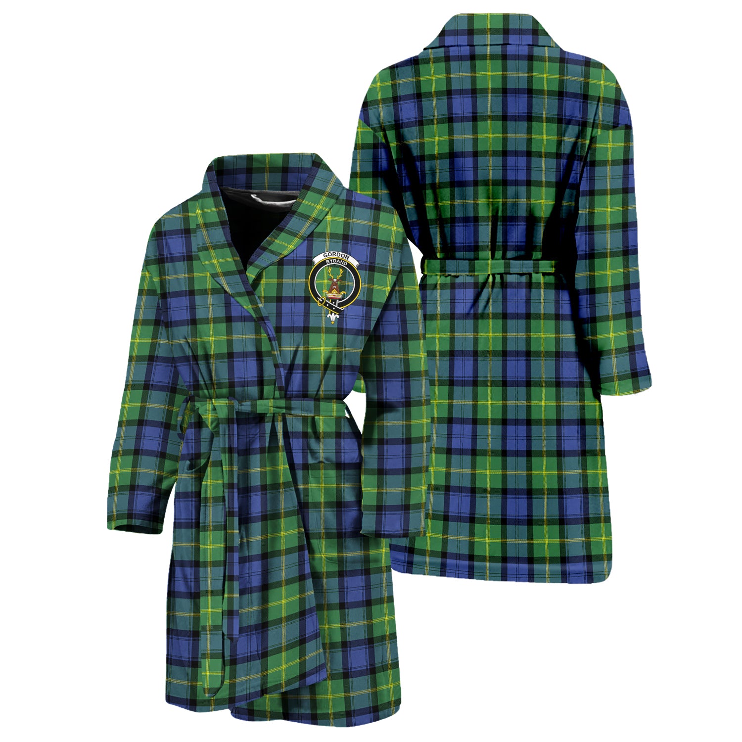 Gordon Old Ancient Tartan Bathrobe with Family Crest Unisex S - Tartan Vibes Clothing